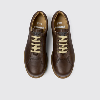 Overhead view of Pelotas Brown Leather Shoes for Men.
