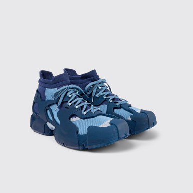 Front view of Tossu Blue caged sneakers