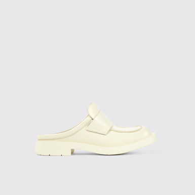 Side view of MIL 1978 White leather loafer slide
