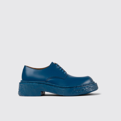 Side view of Vamonos Blue Leather Bluchers