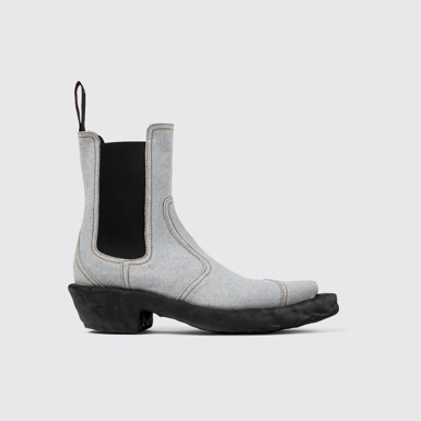 Side view of Venga Blue Textile Chelsea Bootie