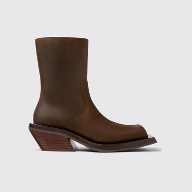 Side view of Quetal Brown Nubuck Boots