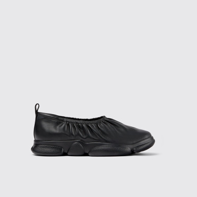 Side view of Karst Black Leather Shoes for Men.