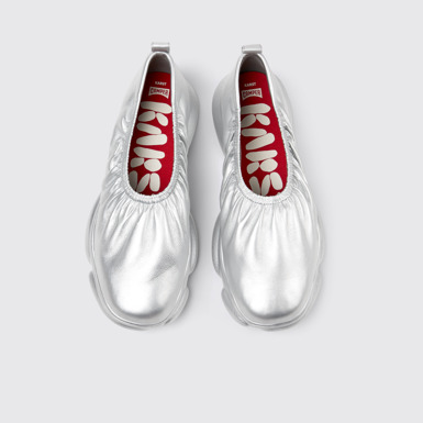 Overhead view of Karst Silver Leather Men's Shoes.