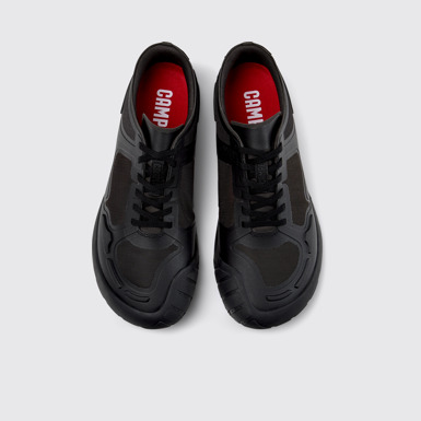 Overhead view of Path Black Textile Men's Sneakers.