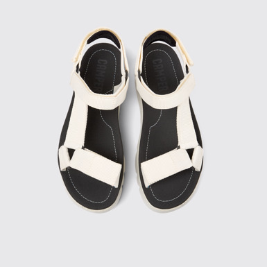 Overhead view of Oruga Up White sandal for women