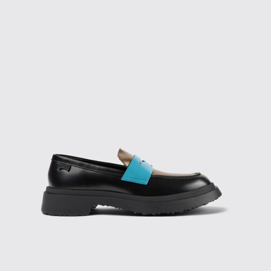 Side view of Twins Multicolored leather loafers for women