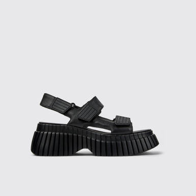 BCN Sandales en cuir noir pour femme.