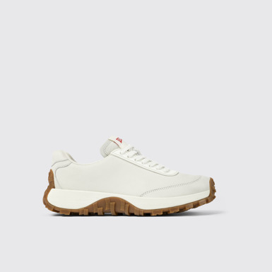 Side view of Drift Trail VIBRAM White Leather Sneakers for Women.