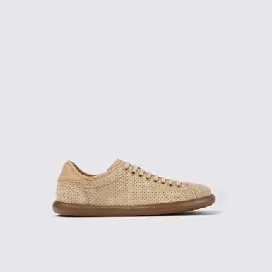 Pelotas Soller Baskets beiges en nubuck et cuir pour femme.