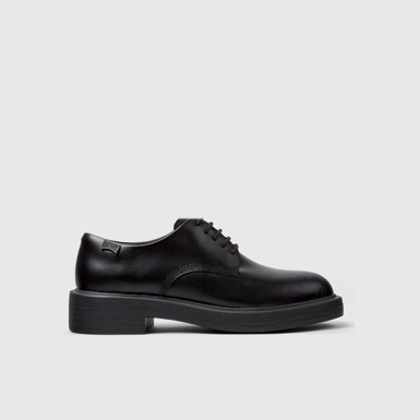 Side view of Dean Black Leather Women's Shoe.