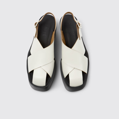 Overhead view of Billie White Leather Sandals for Women.