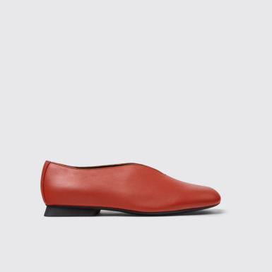 Side view of Casi Myra Red Leather Shoes for Women.