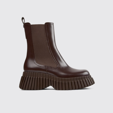 BCN Bottes chelsea en cuir marron pour femme