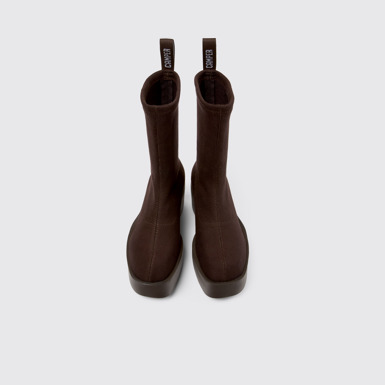 Overhead view of Billie TENCEL® Brown textile boots for women