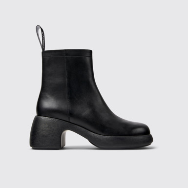 Side view of Thelma Black Leather Boots for Women