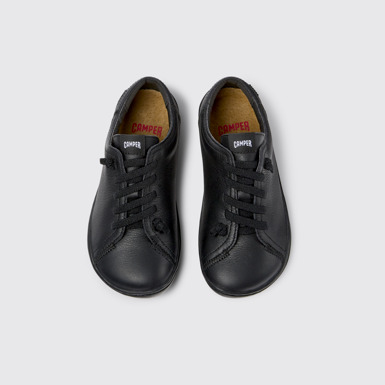Overhead view of Peu Black Leather Kids' Shoe.
