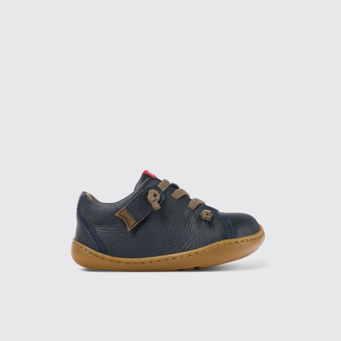 Side view of Peu Blue Leather Kids' Shoes.