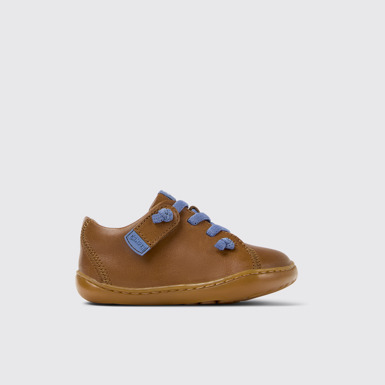 Side view of Peu Brown Leather Shoes for Kids.