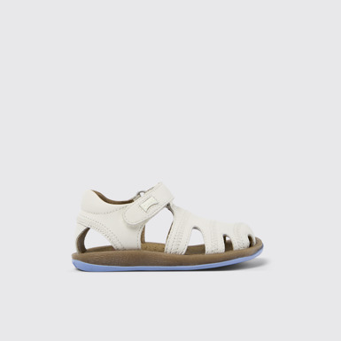 Side view of Bicho White Leather Sandal