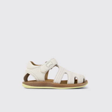 Side view of Bicho White Leather Kids' Closed Sandal.