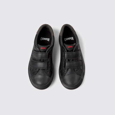 Overhead view of Pursuit Black leather and nubuck sneakers for kids