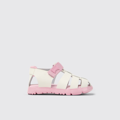 Side view of Oruga Multicolor Leather and Textile Sandals for Kids.