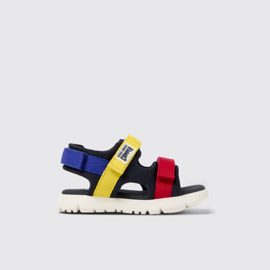 Side view of Bobo Choses x Camper Multicolor Textile Sandals for Kids.
