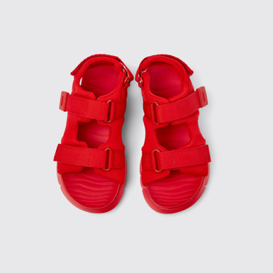 Overhead view of Oruga Red Textile Kids' Sandal.