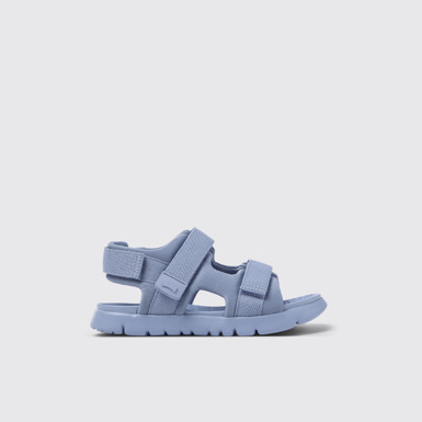 Side view of Oruga Blue Textile 2-Strap Sandal