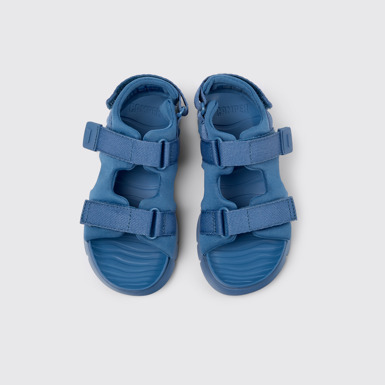 Overhead view of Oruga Blue Textile Sandals for Kids.