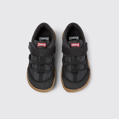 Overhead view of Ergo Black textile shoes for kids
