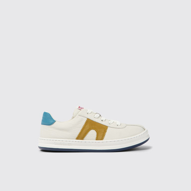 Side view of Twins White leather and nubuck sneakers for kids
