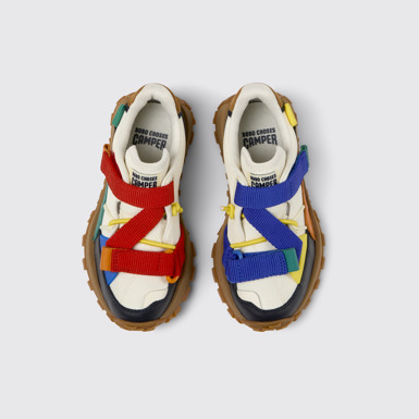 Overhead view of Bobo Choses x Camper Multicolor Textile and Leather Semi-Open Shoes for Kids.