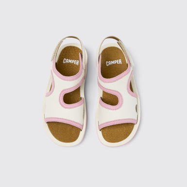 Overhead view of Bicho White Leather 2-Strap Sandal