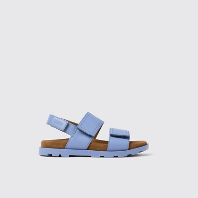 Side view of Brutus Sandal Blue Leather 2-Strap Sandal