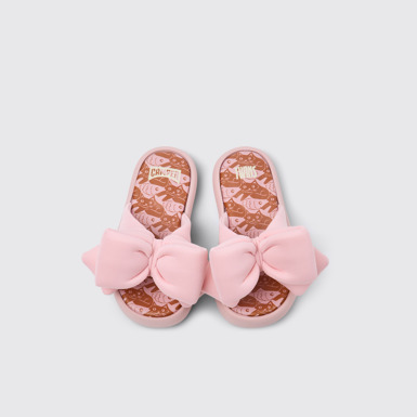Overhead view of Pelotas Flota Pink Recycled PET Kids' Sandals.