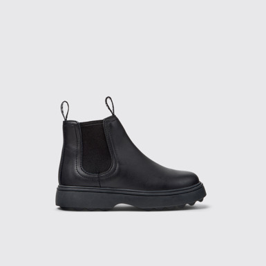 Side view of Norte Black Leather Ankle Boots for Kids.