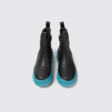 Overhead view of Brutus Black leather Chelsea boots for kids