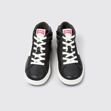 Overhead view of Runner Black and white leather sneakers for kids