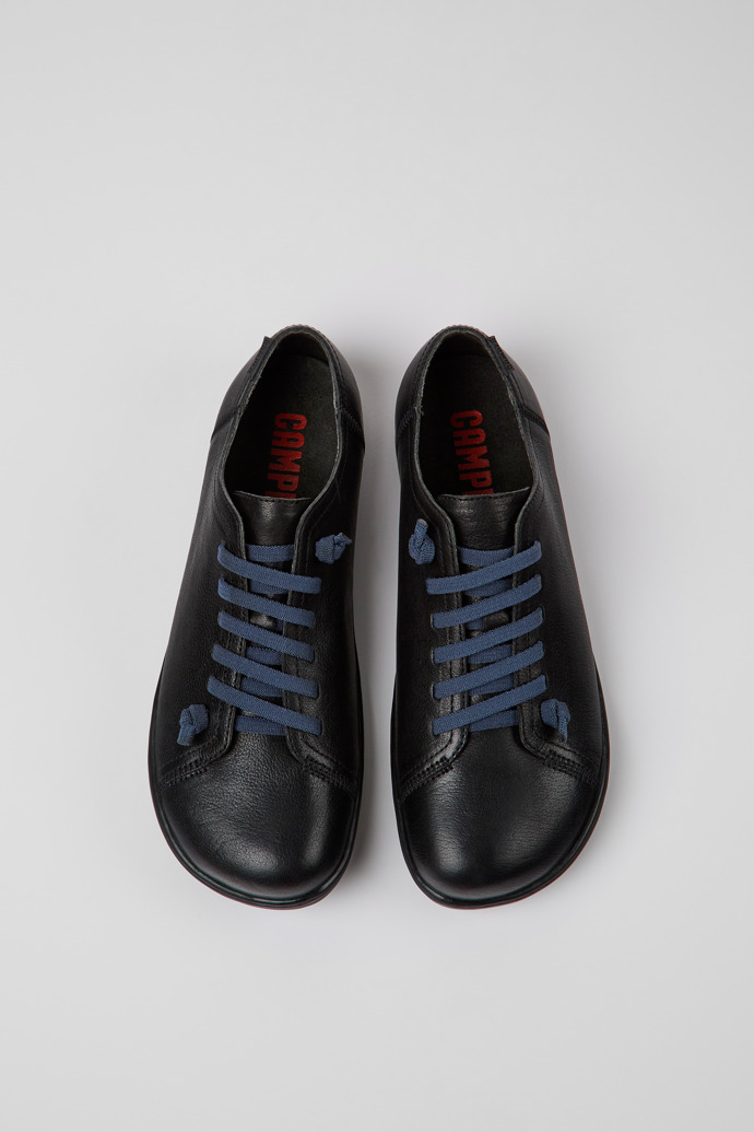 Overhead view of Peu Black Leather Shoes for Men.
