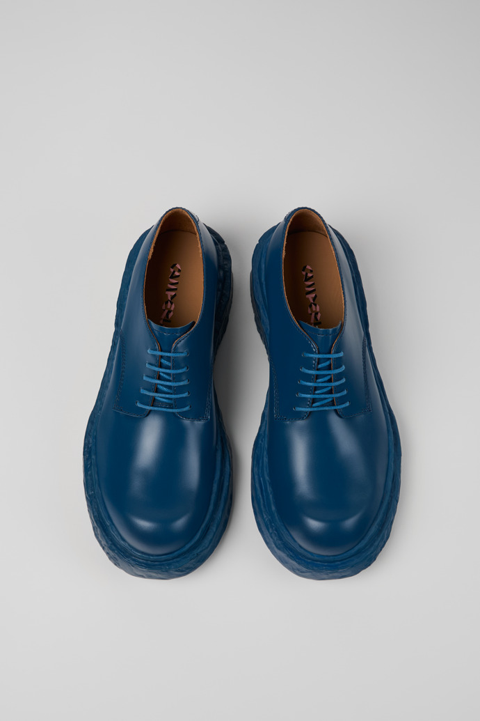 Overhead view of Vamonos Blue Leather Bluchers