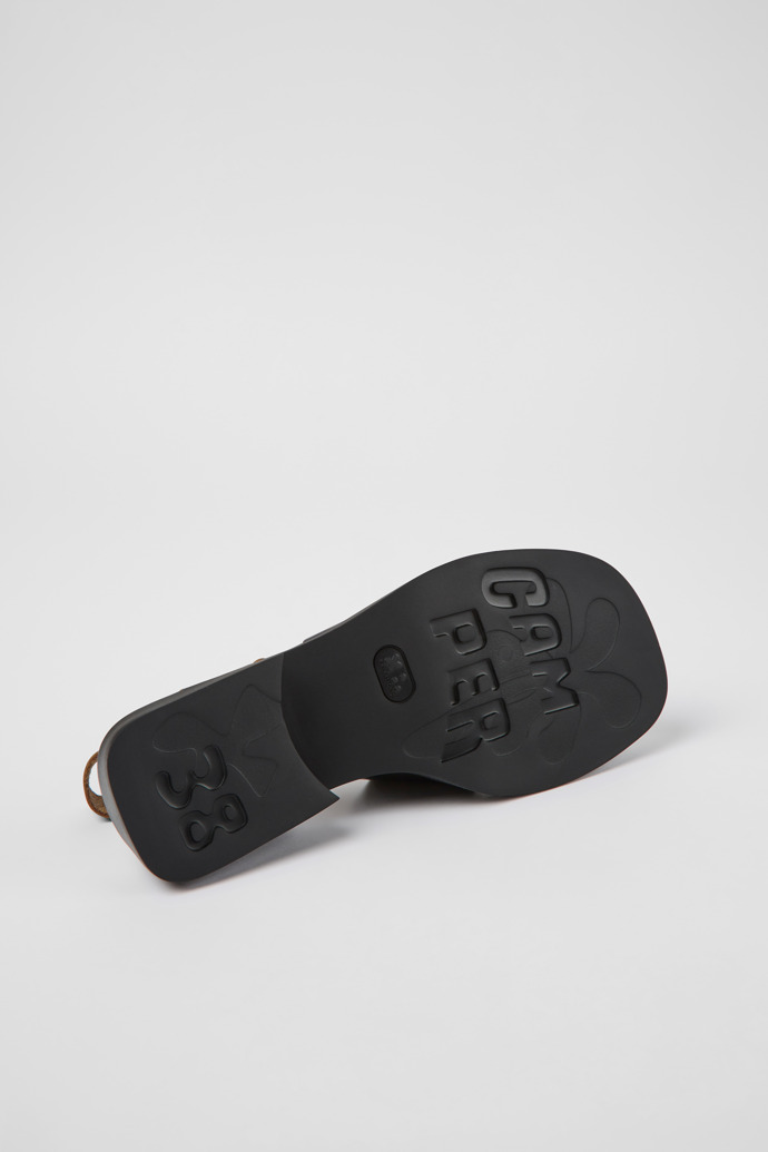 The soles of Dana Black Leather Sandals for Women.