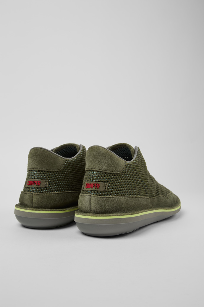 Back view of Beetle Green TENCEL™ Nubuck Ankle Boots for Men.