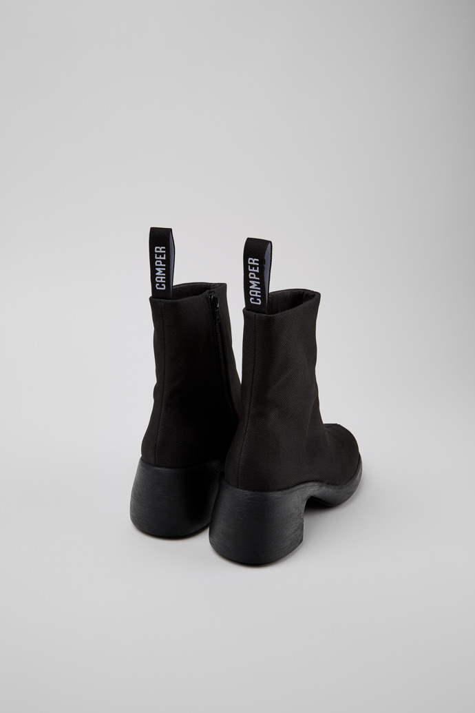 Back view of Thelma Black Textile Boots for Women